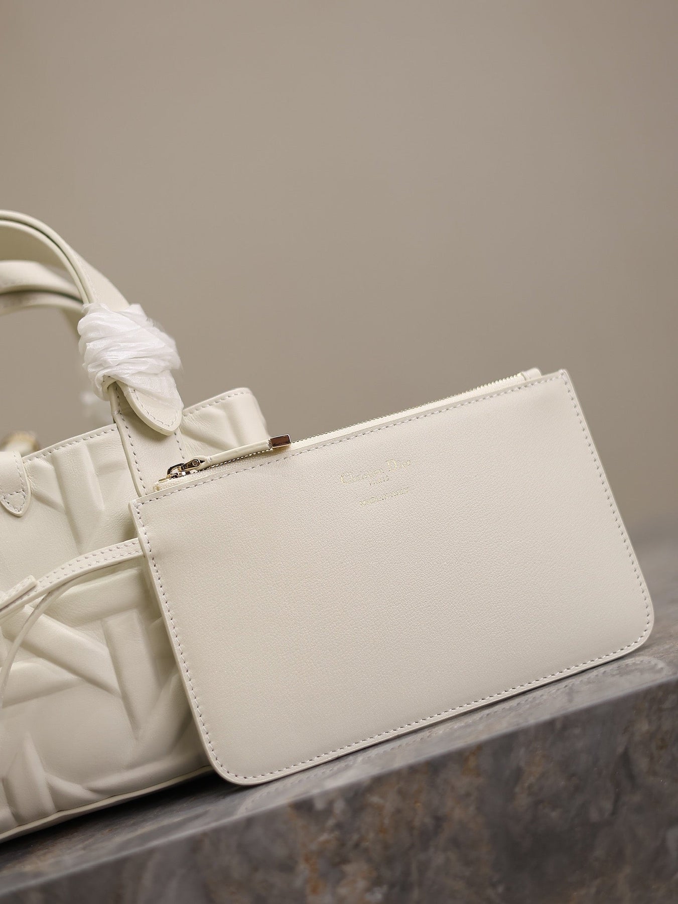 MINI TOUJOURS BAG 23 IN WHITE CANNAGE GRAPHIC CALFSKIN