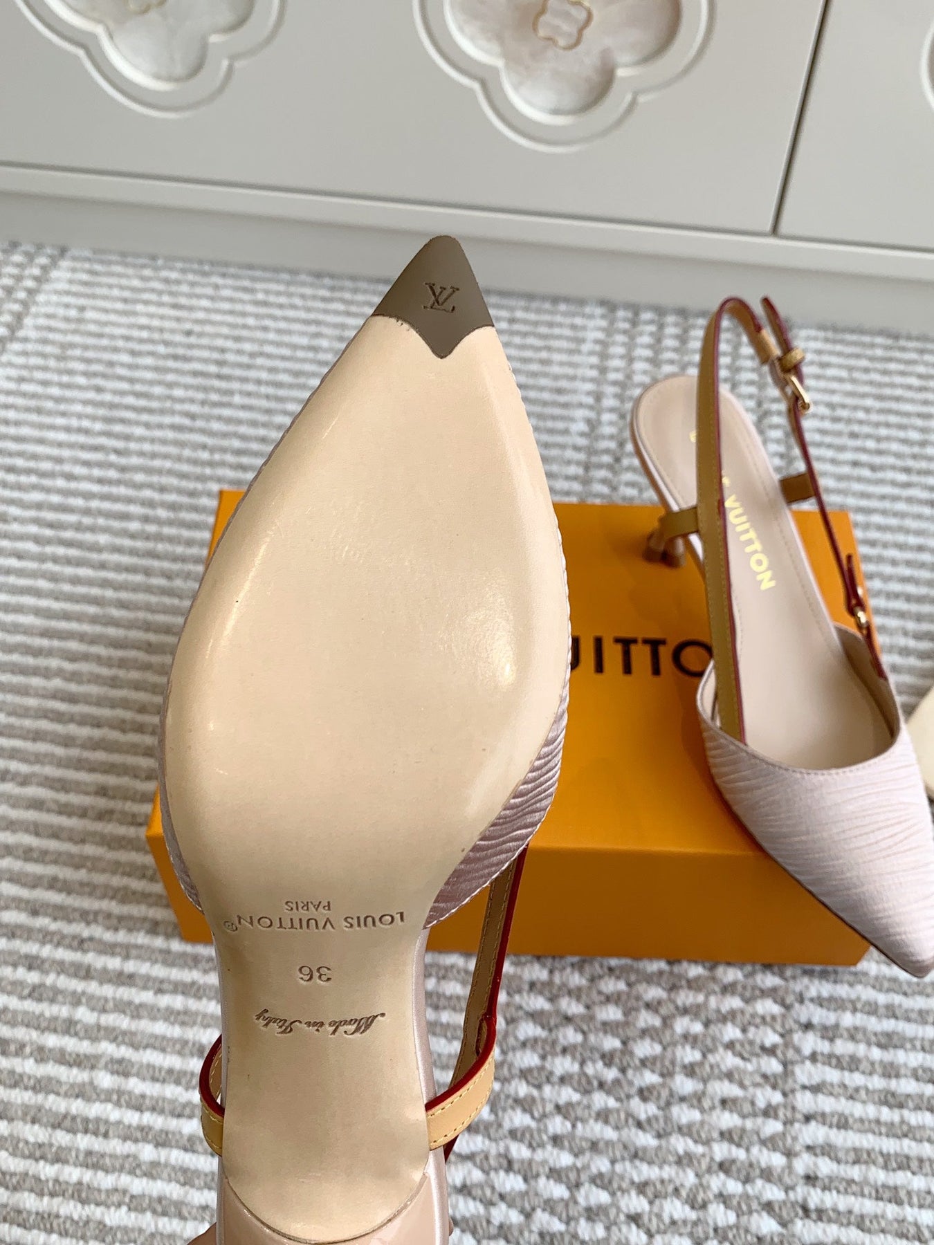 BLOSSOM SLINGBACKS 75 MM IN LIGHT PINK IMPORTED STRIPED SILK SATIN