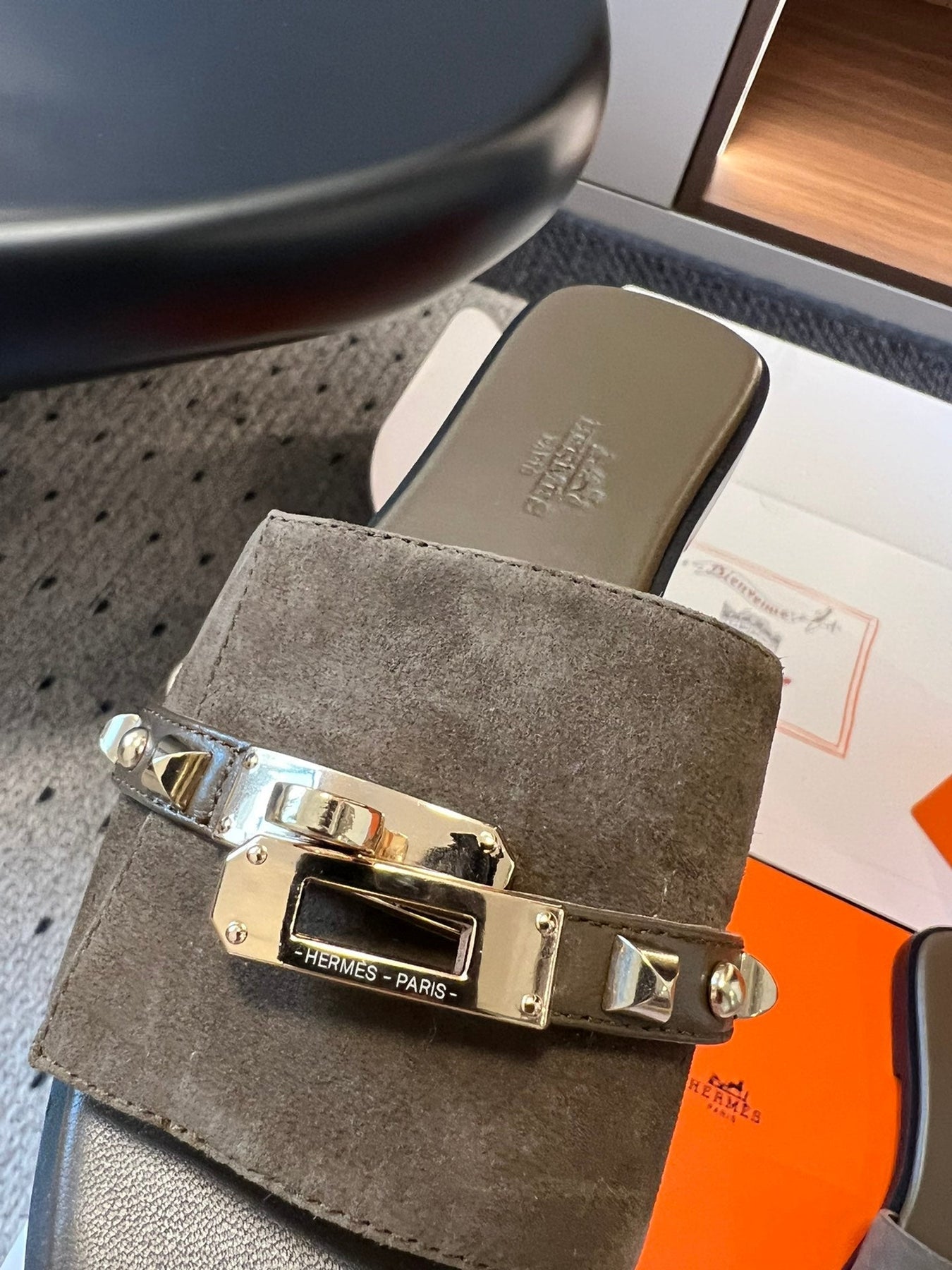 GIULIA FLAT SANDAL IN MOCHA BROWN SUEDE