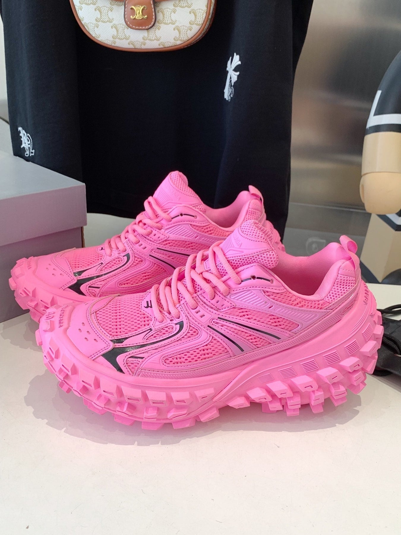 CHUNKY SNEAKERS IN PINK MIX BLACK POLYURETHANE, POLYESTER AND NYLON