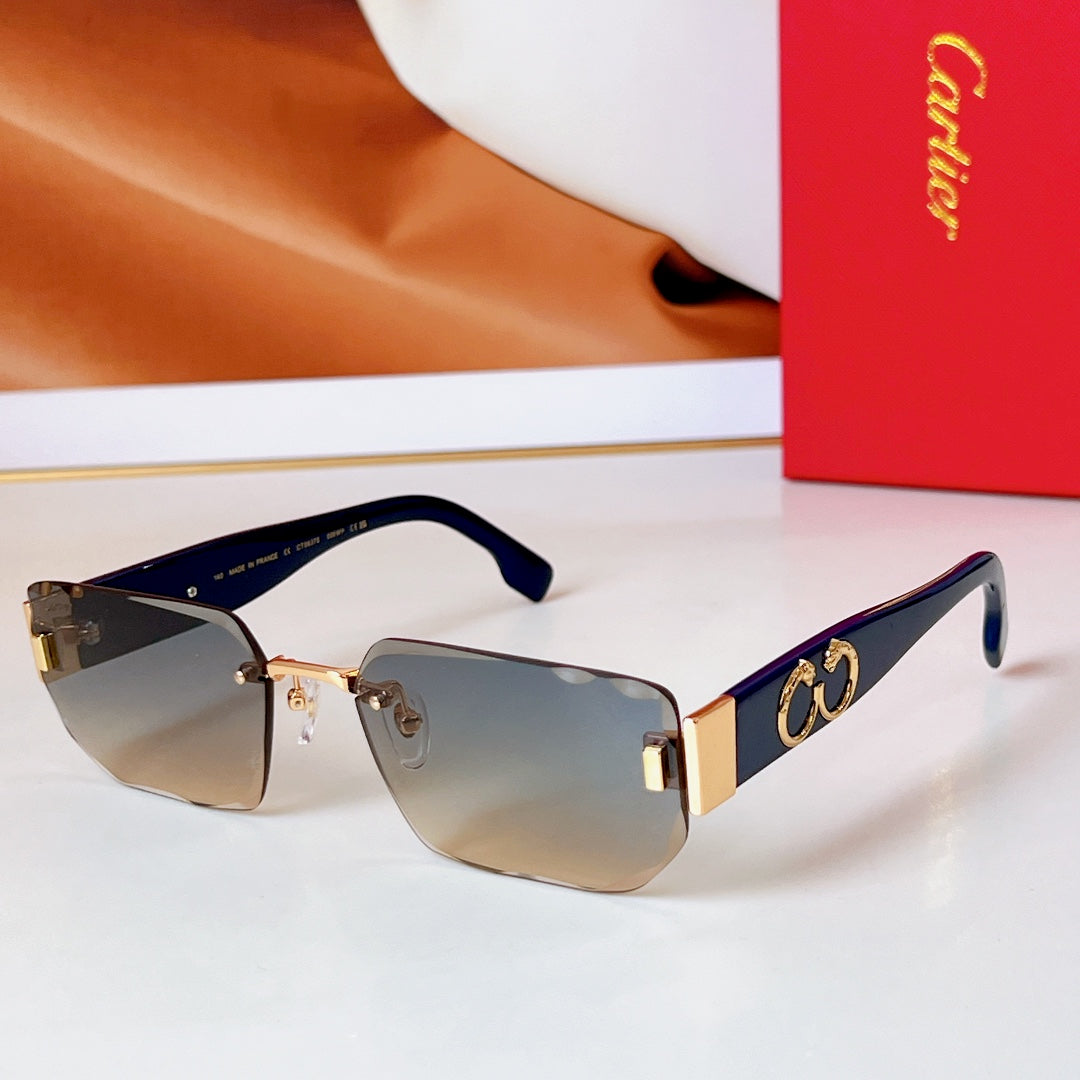 PANTHÈRE RIMLESS RECTANGULAR FRAME SUNGLASSES CT0637S IN METAL