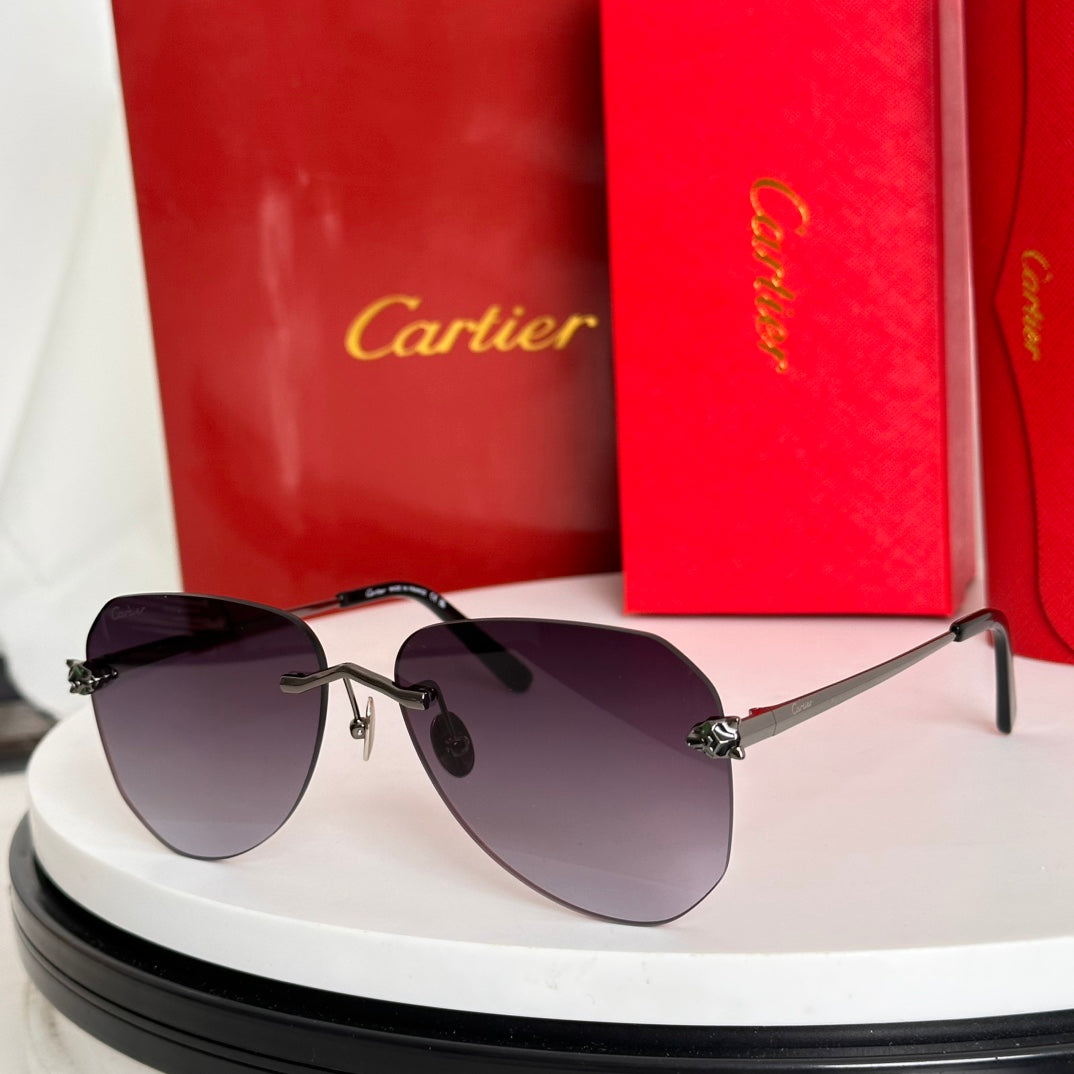 PANTHÈRE RIMLESS AVIATOR FRAME SUNGLASSES CT0502S IN METAL