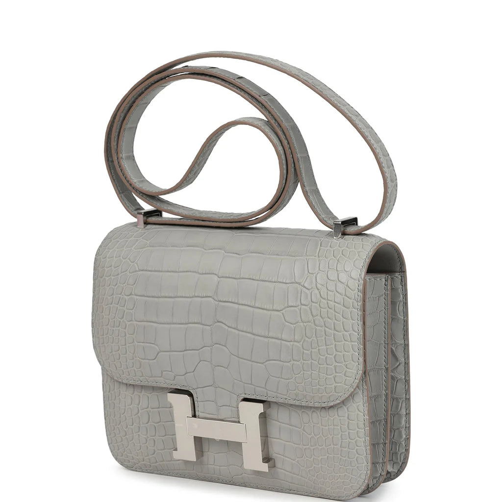 Constance 24 Grey Matte Alligator Palladium Hardware