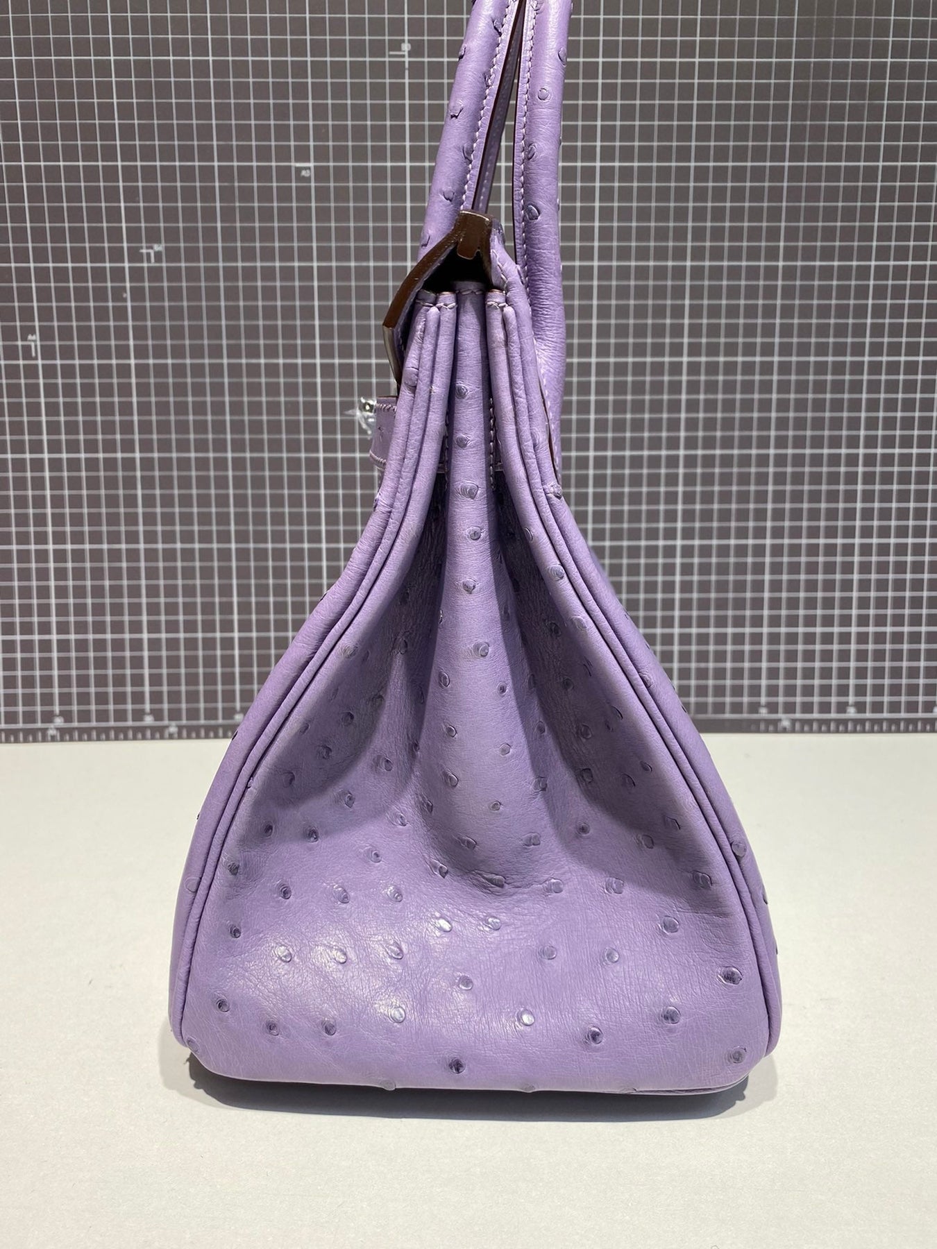 HM BIRKIN 30CM PURPLE OSTRICH LEATHER SILVER HARDWARE