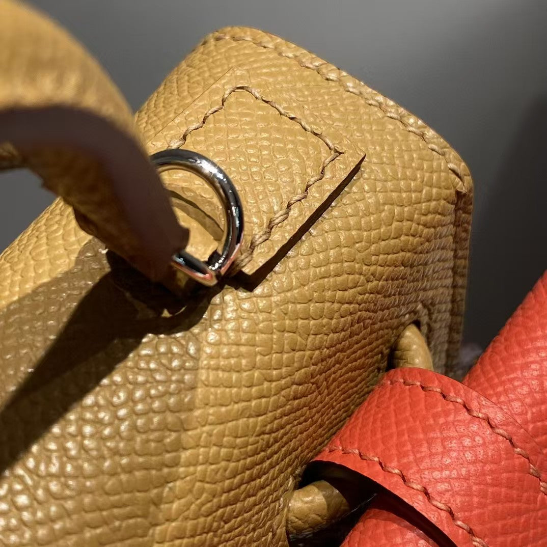 KELLY DOLL PICTO MINI 18 BROWN MIX BLUE CALFSKIN