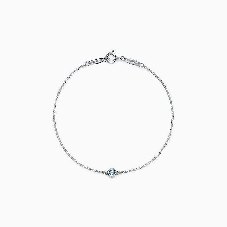 DIAMOND STERLING SILVER AQUAMARINE BUBBLE BRACELET