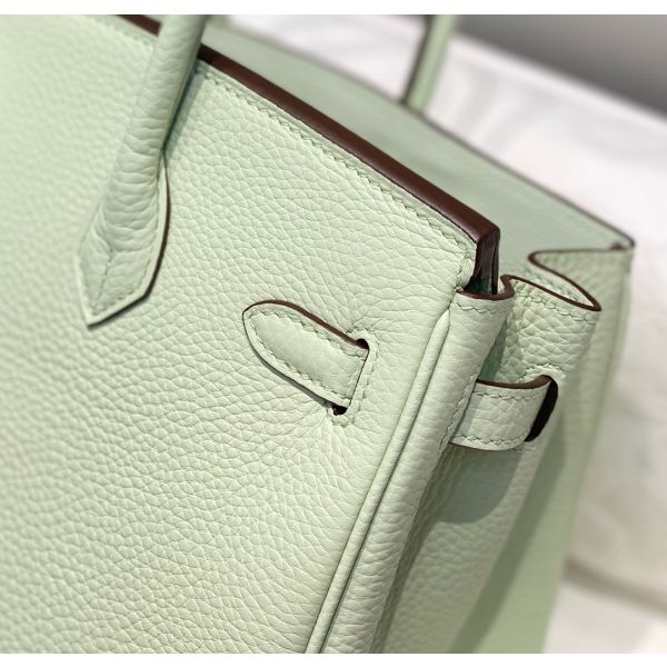HERM Birkin 25cm Bag In Vert Fizz Clemence Leather PHW