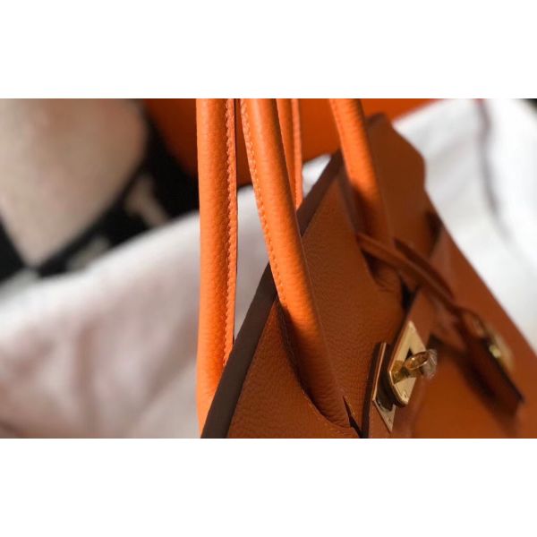 HERM Birkin 30cm Bag In Orange Clemence Leather GHW