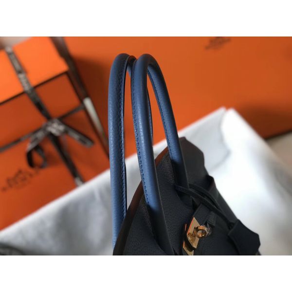 HERM Birkin 35cm Bag In Blue Agate Clemence Leather GHW