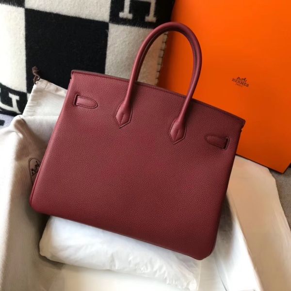 HERM Birkin 35cm Bag In Bordeaux Clemence Leather GHW