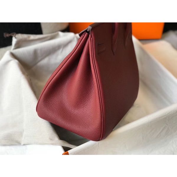 HERM Birkin 35cm Bag In Bordeaux Clemence Leather GHW