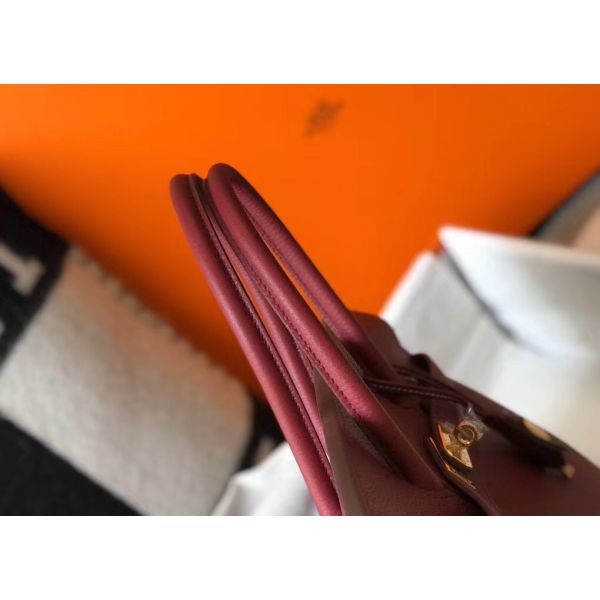 HERM Birkin 35cm Bag In Bordeaux Clemence Leather GHW