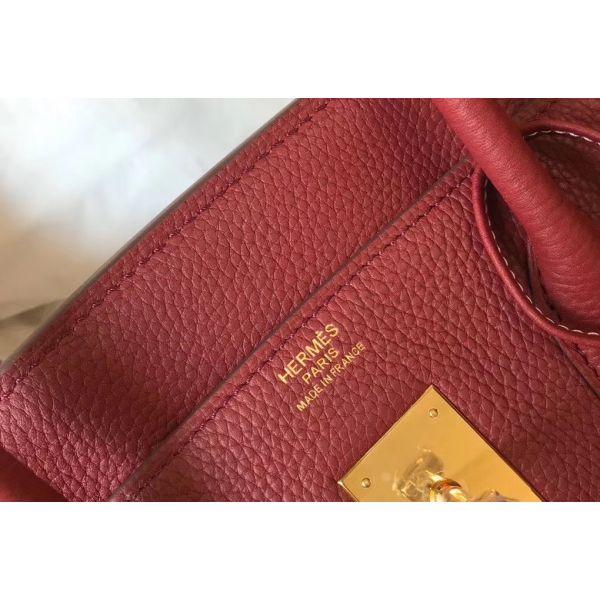 HERM Birkin 35cm Bag In Bordeaux Clemence Leather GHW