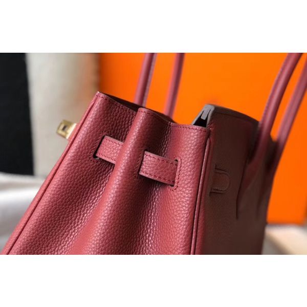 HERM Birkin 35cm Bag In Bordeaux Clemence Leather GHW