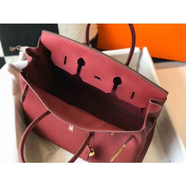 HERM Birkin 35cm Bag In Bordeaux Clemence Leather GHW