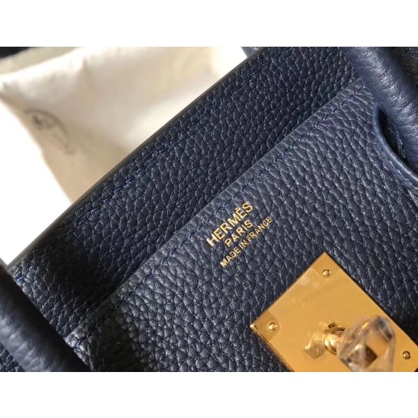 HERM Birkin 35cm Bag In Dark Blue Clemence Leather GHW