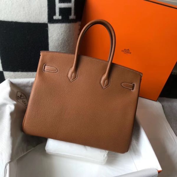HERM Birkin 35cm Bag In Gold Clemence Leather GHW