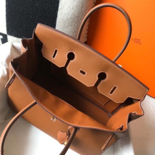 HERM Birkin 35cm Bag In Gold Clemence Leather GHW