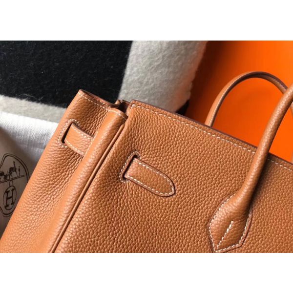 HERM Birkin 35cm Bag In Gold Clemence Leather GHW