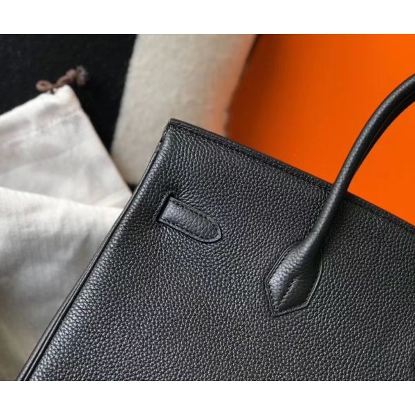 HERM Birkin 35cm Bag In Black Clemence Leather GHW