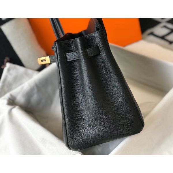 HERM Birkin 35cm Bag In Black Clemence Leather GHW
