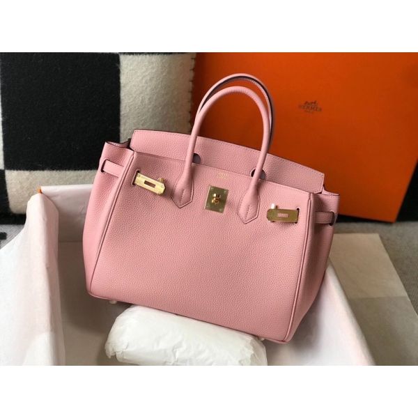 HERM Birkin 35cm Bag In Pink Clemence Leather GHW