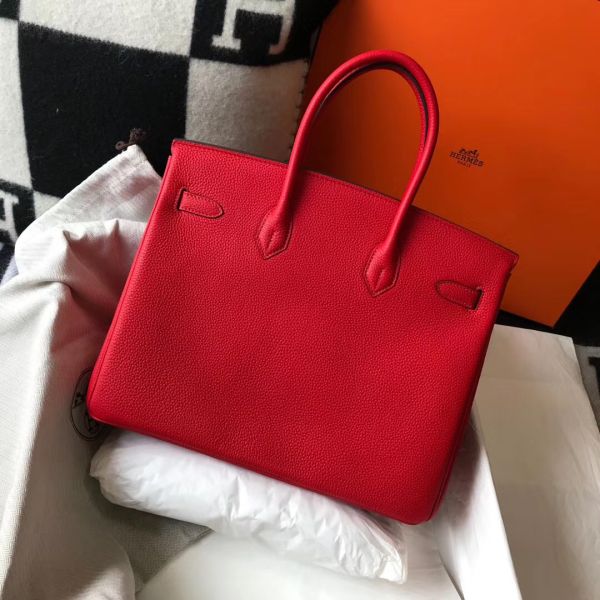 HERM Birkin 35cm Bag In Red Clemence Leather GHW