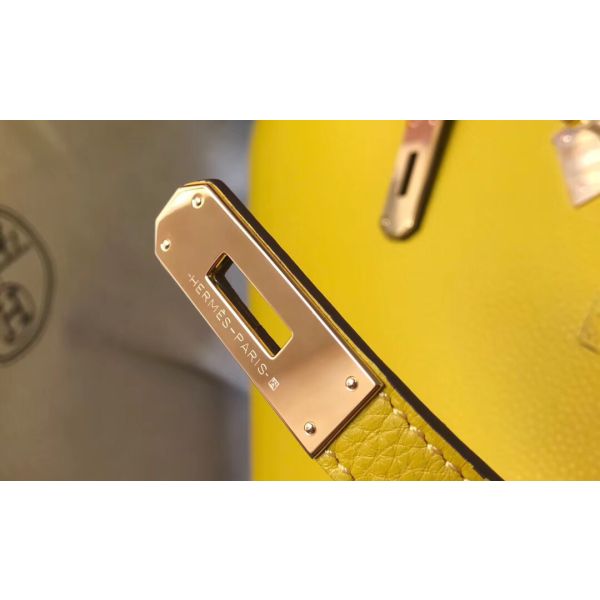 HERM Birkin 35cm Bag In Yellow Clemence Leather GHW