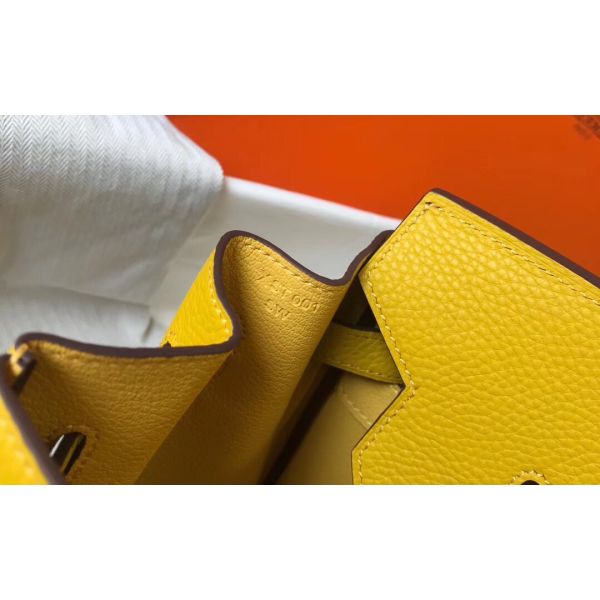HERM Birkin 35cm Bag In Yellow Clemence Leather GHW