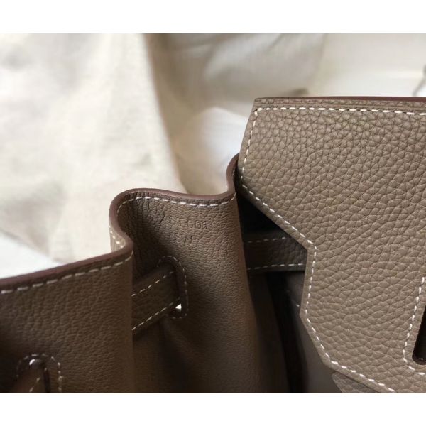 HERM Birkin 35cm Bag In Taupe Grey Clemence Leather GHW