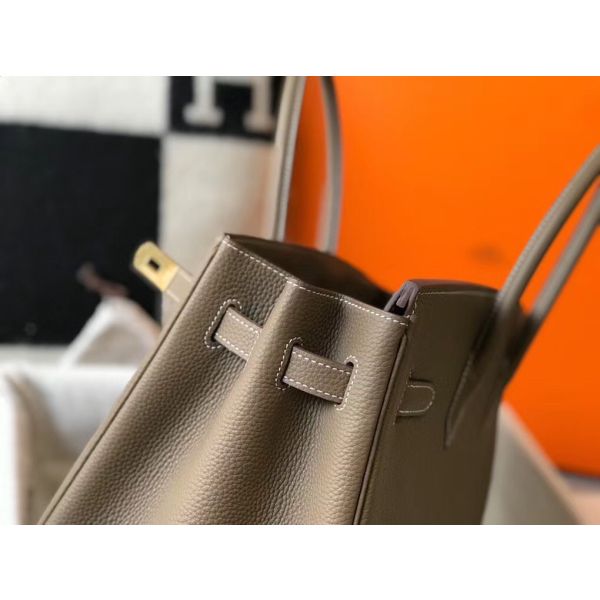 HERM Birkin 35cm Bag In Taupe Grey Clemence Leather GHW