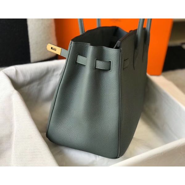 HERM Birkin 35cm Bag In Vert Amande Clemence Leather GHW