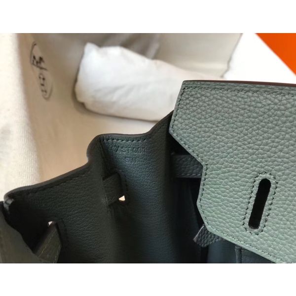HERM Birkin 35cm Bag In Vert Amande Clemence Leather GHW