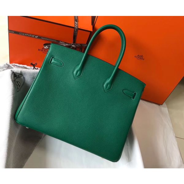 HERM Birkin 35cm Bag In Vert Vertigo Clemence Leather GHW