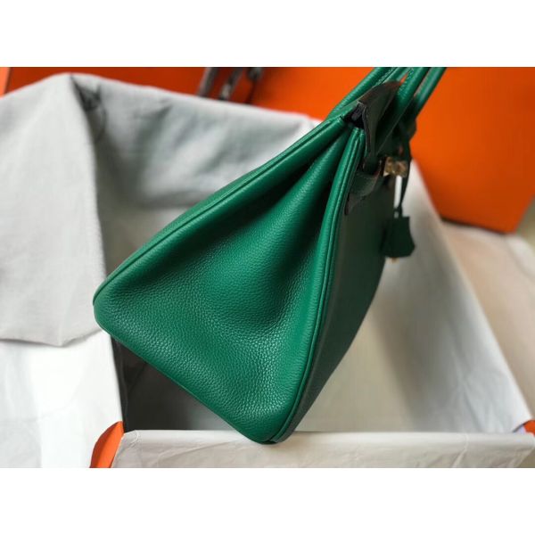 HERM Birkin 35cm Bag In Vert Vertigo Clemence Leather GHW