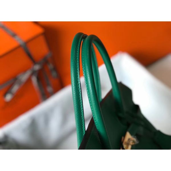 HERM Birkin 35cm Bag In Vert Vertigo Clemence Leather GHW