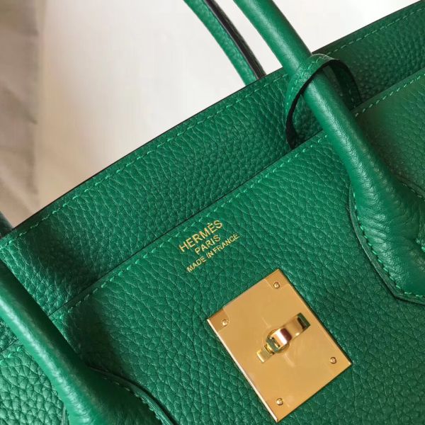 HERM Birkin 35cm Bag In Vert Vertigo Clemence Leather GHW