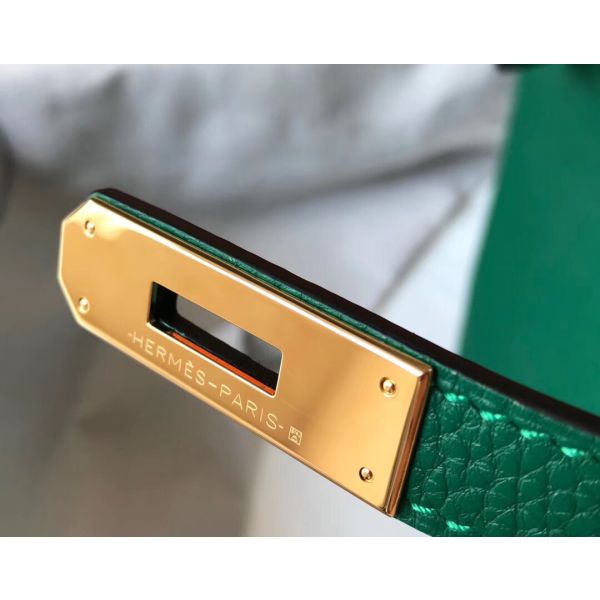 HERM Birkin 35cm Bag In Vert Vertigo Clemence Leather GHW