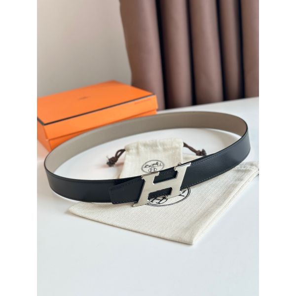 HERM H Speed Reversible Belt 32MM in Grey Clemence Leather
