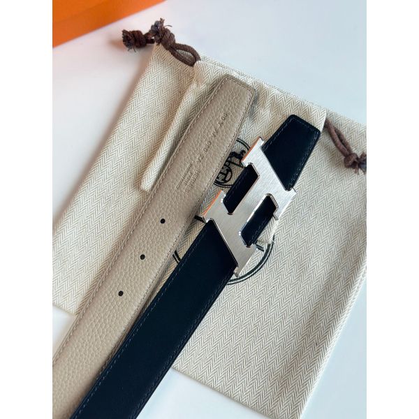 HERM H Speed Reversible Belt 32MM in Grey Clemence Leather