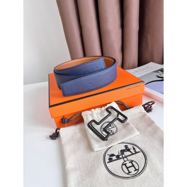 HERM Tonight Reversible Matte Belt 38MM in Blue and Gold Epsom Calfskin