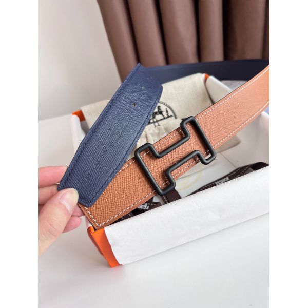 HERM Tonight Reversible Matte Belt 38MM in Blue and Gold Epsom Calfskin
