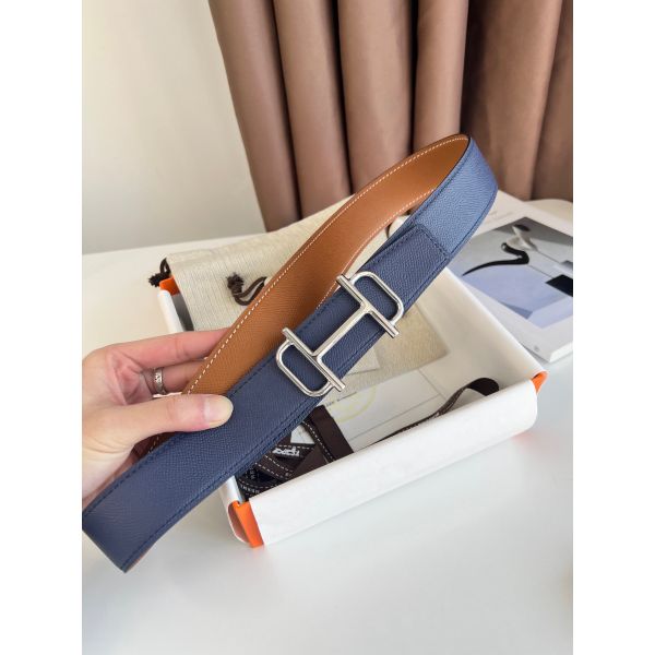 HERM Royal Reversible Belt 38MM in Blue and Gold Epsom Calfskin