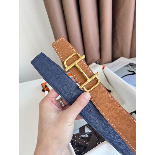 HERM Royal Reversible Belt 38MM in Blue and Gold Epsom Calfskin