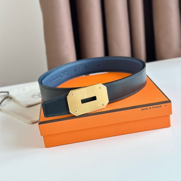 HERM Neo Reversible Belt 32MM in Blue Clemence Leather