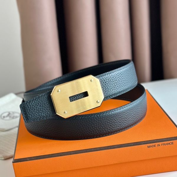 HERM Neo Reversible Belt 32MM in Black Clemence Leather