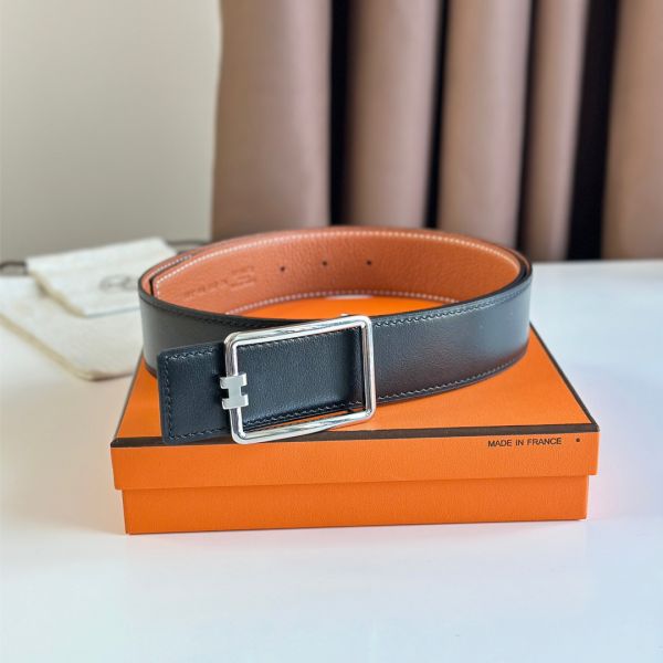 HERM Tube H Reversible Belt 38MM in Gold Clemence Leather