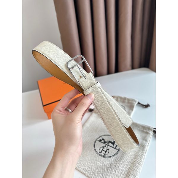 HERM Romain 35MM Belt in Craie Clemence Leather