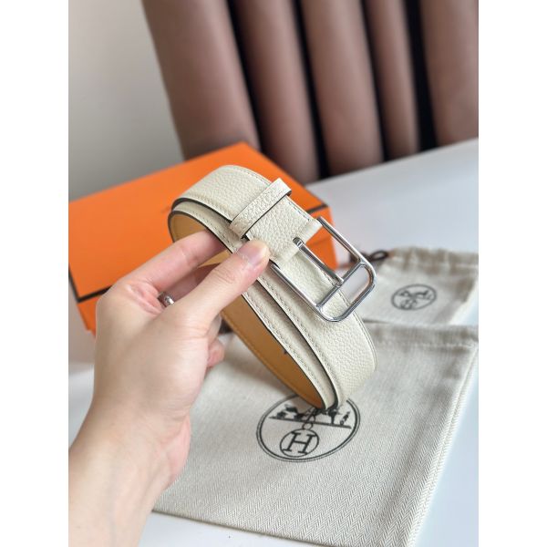 HERM Romain 35MM Belt in Craie Clemence Leather