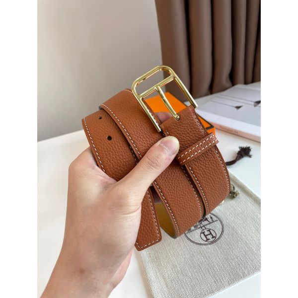 HERM Romain 35MM Belt in Gold Clemence Leather